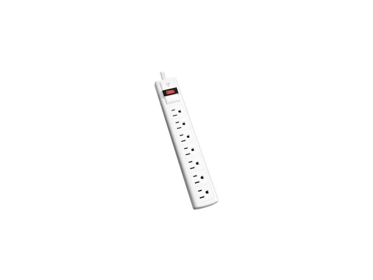 V7 SA0712W-9N6 7-Outlet Surge Protector, 12 Feet cord, 1050 Joules - White 1