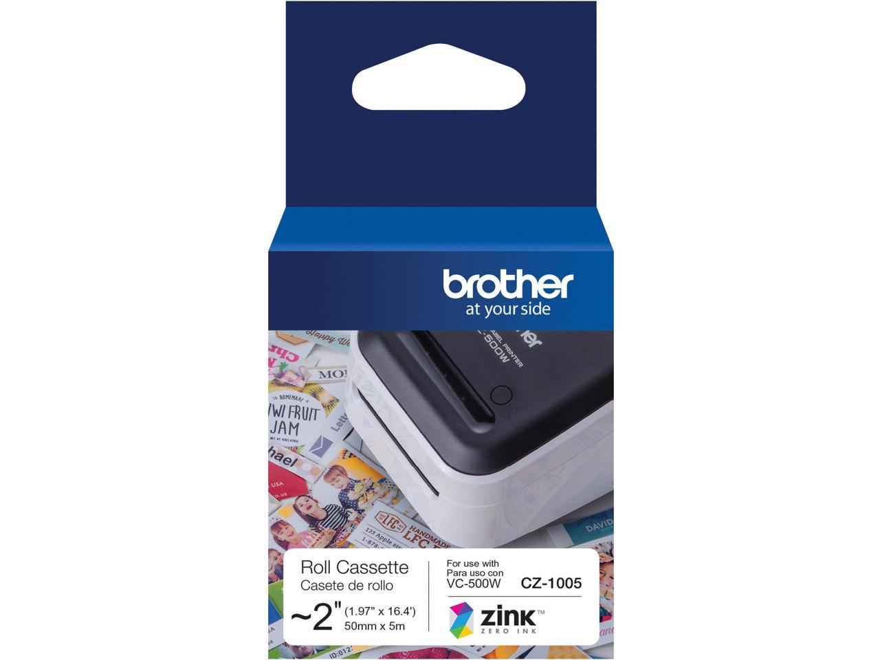 Brother Genuine CZ-1005 continuous length ~ 2 (1.97") 50 mm wide x 16.4 ft. (5 m) long label roll featuring ZINK® Zero Ink technology - 1 31/32" Width x 16 13/32 ft Length - Zero Ink 2