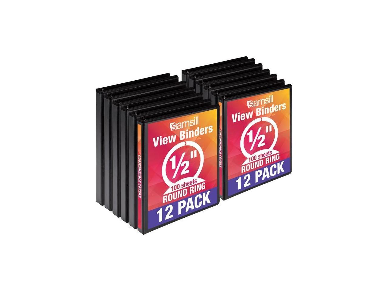 Samsill 1/2" 3-Ring View Binders Black 12/Pack (I08510C) 1