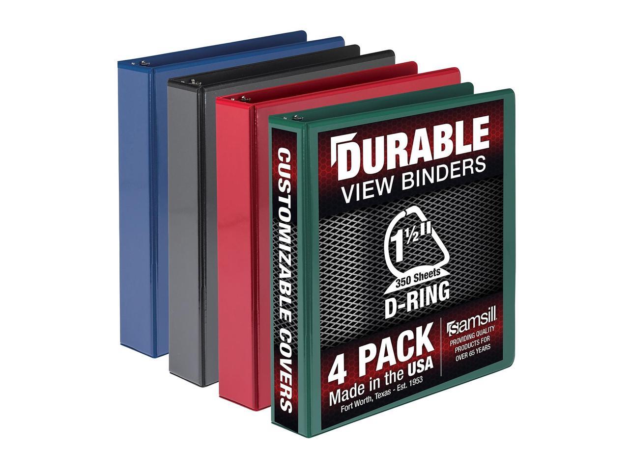 Samsill Durable View Ring Binders 3 D-Ring Assorted Color 4 Pack (MP46458) 1