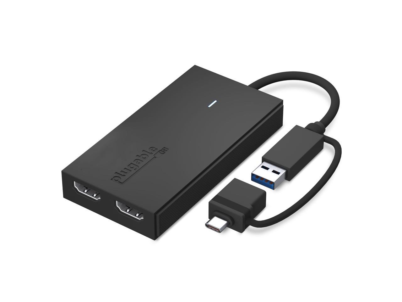 Plugable USB 3.0 or USB C to HDMI Adapter for Dual Monitors, Universal Video Graphics Adapter for Mac and Windows, Thunderbolt, USB 3.0 or USB-C 1