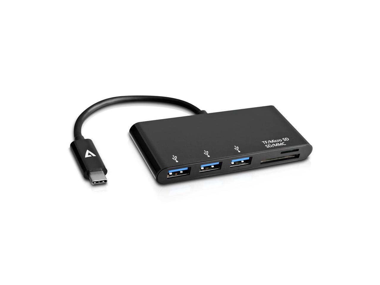 V7 V7UC3U-HUB-BLK-1N Usb-C To 5In1 Hub Black 3X Usb 3.1Xsd 1Xmicro Sd 5