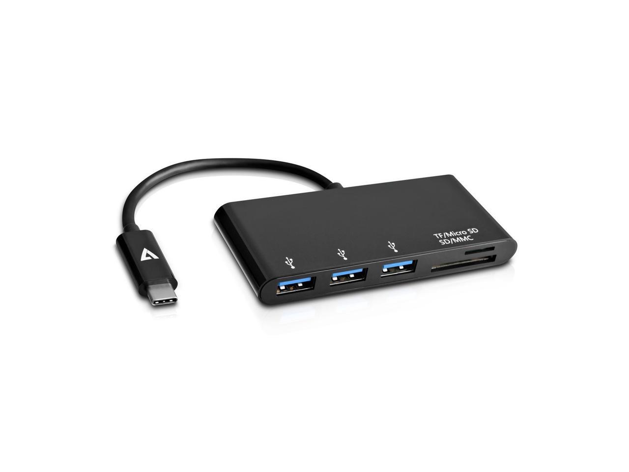 V7 V7UC3U-HUB-BLK-1N Usb-C To 5In1 Hub Black 3X Usb 3.1Xsd 1Xmicro Sd 2