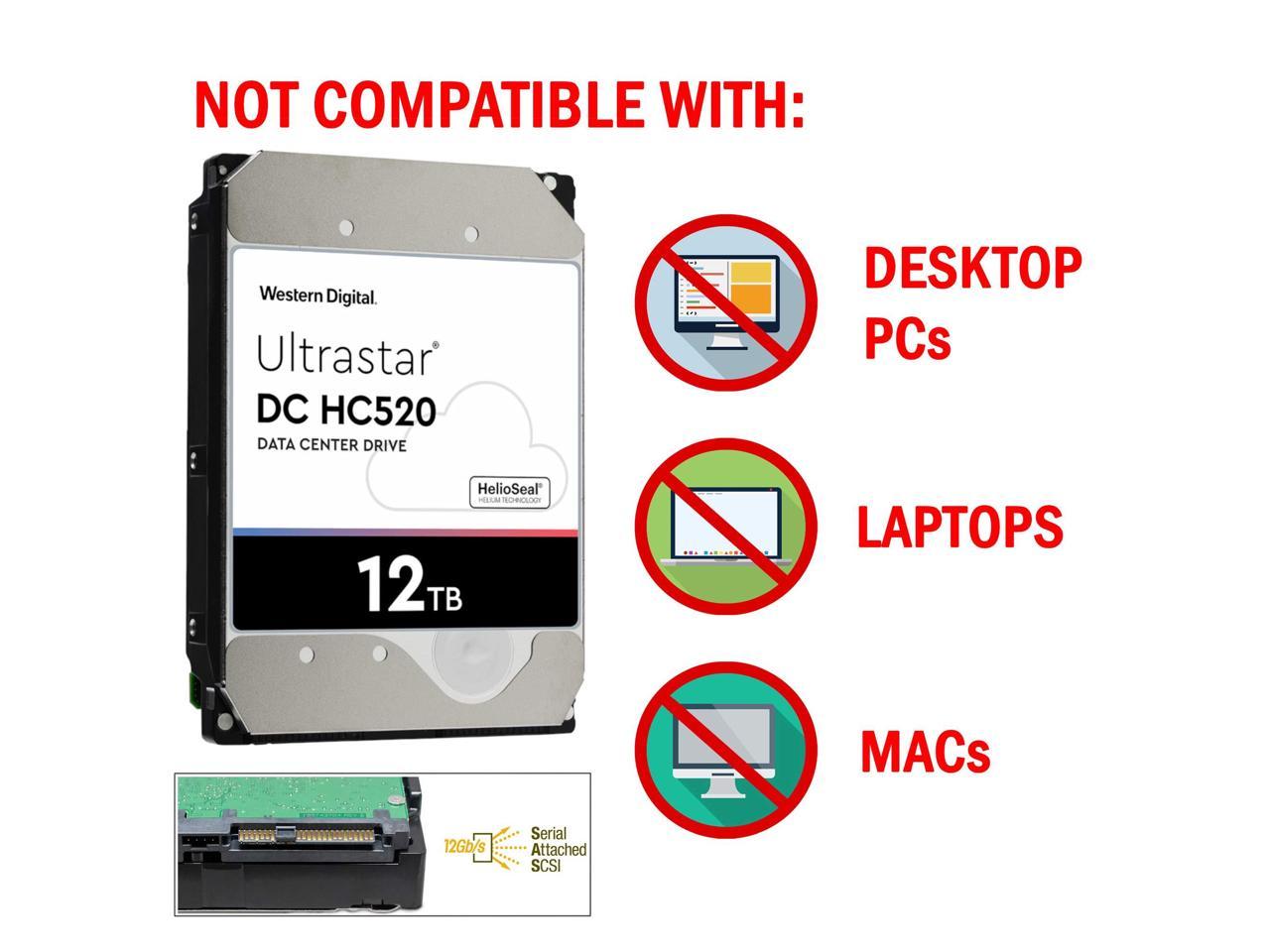 WD Ultrastar DC HC520 | HUH721212AL4200 (0F29560) | 12TB 7200 RPM 4Kn SAS 12Gb/s 256MB Cache 3.5-Inch Internal Enterprise HDD Data Center Hard Disk Drive 2