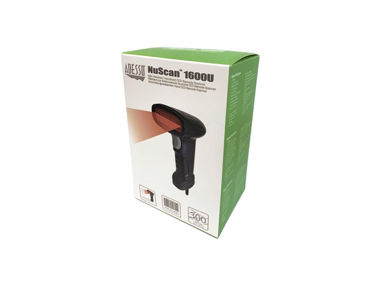 Adesso NuScan 1600U 1D Handheld CCD Wired USB Barcode Scanner NUSCAN1600U 1