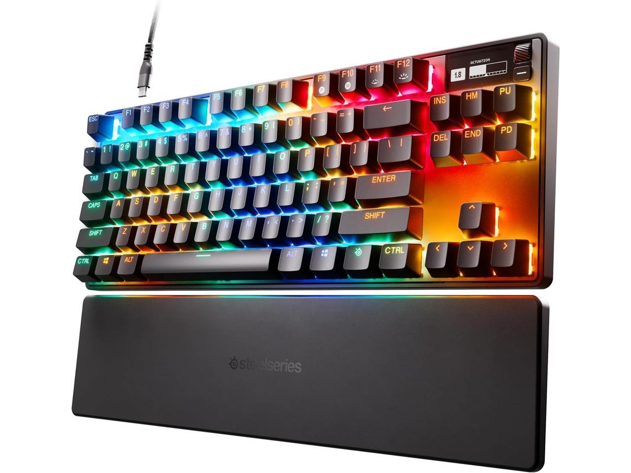 SteelSeries Apex Pro TKL HyperMagnetic Gaming Keyboard - World's Fastest Keyboard - Adjustable Actuation - Esports Tenkeyless - OLED Screen - RGB - PBT Keycaps - USB-C - 2023 Edition,Black 1