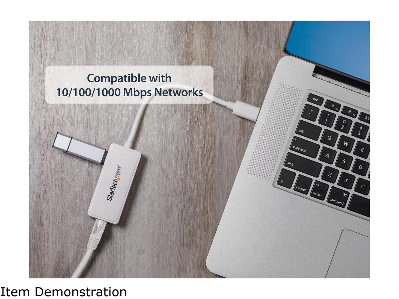 StarTech USB31000SPTW USB 3.0 to Gigabit Ethernet Adapter NIC w/ USB Port - White 4