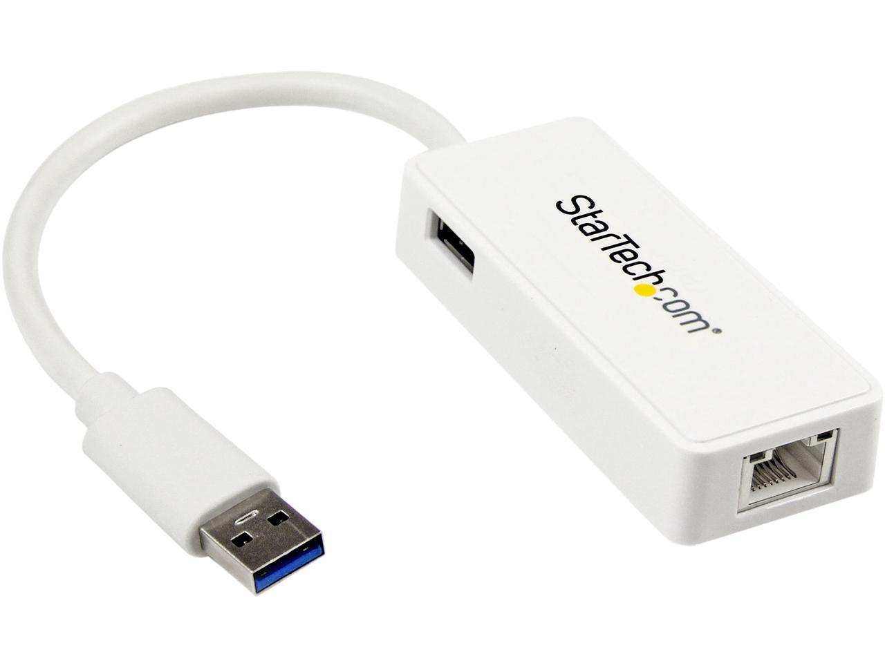 StarTech USB31000SPTW USB 3.0 to Gigabit Ethernet Adapter NIC w/ USB Port - White 1