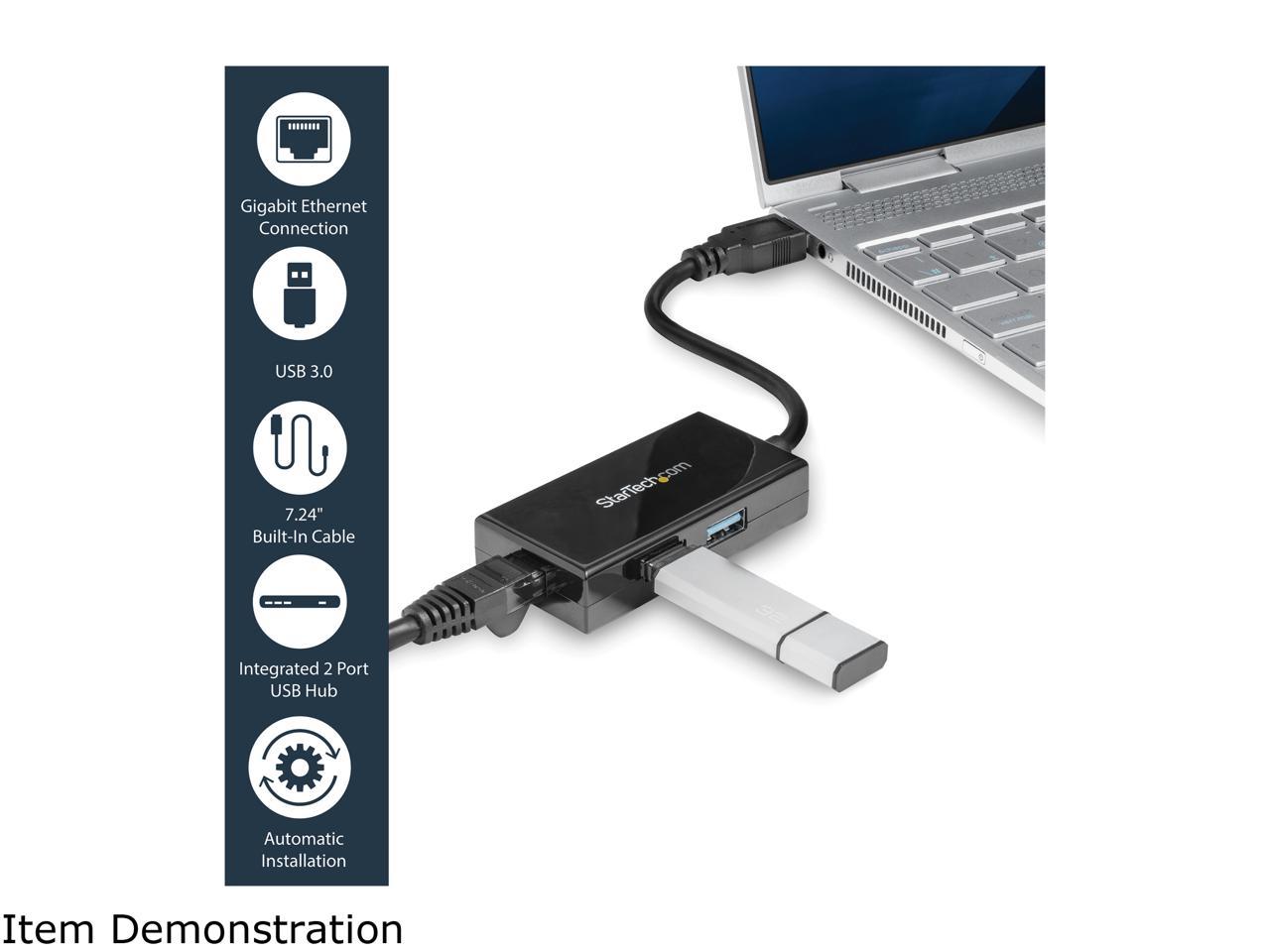 STARTECH USB31000S2H USB 3.0 to Gigabit Network Adapter with Built-In 2-Port USB Hub 3