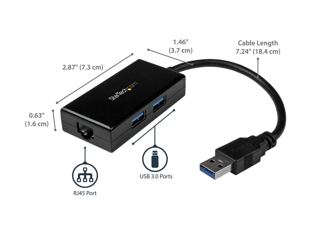 STARTECH USB31000S2H USB 3.0 to Gigabit Network Adapter with Built-In 2-Port USB Hub 2