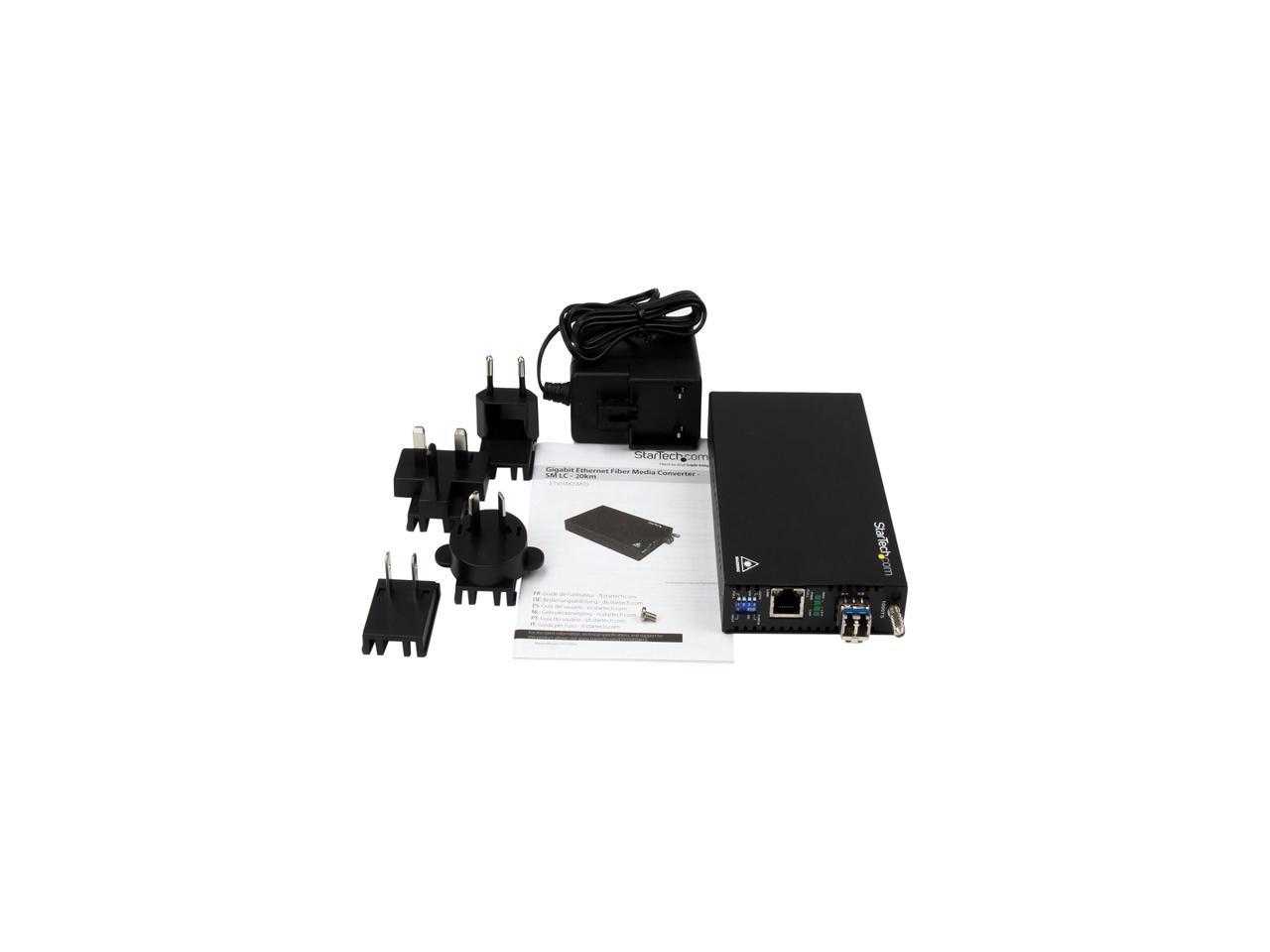 StarTech.com Gigabit Ethernet Copper-to-Fiber Media Converter - SM LC - 20 km - Ethernet Media Converter - GbE Converter 4