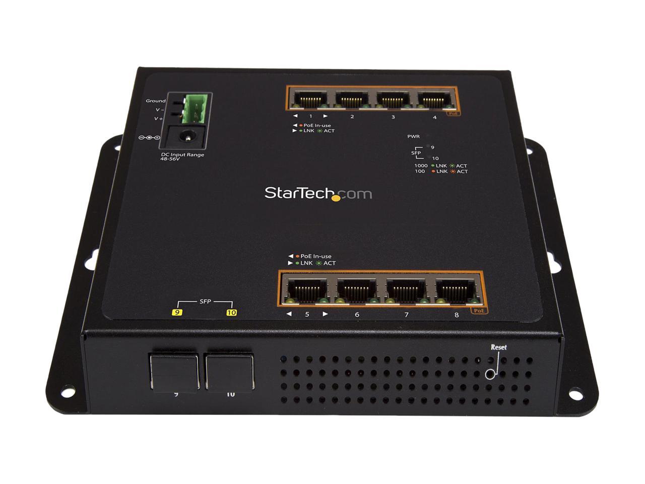 StarTech IES101GP2SFW StarTech.com Gigabit Ethernet Switch - 8 Port PoE+ plus 2 SFP Ports - Industrial - Gigabit Switch - Managed Switch 2