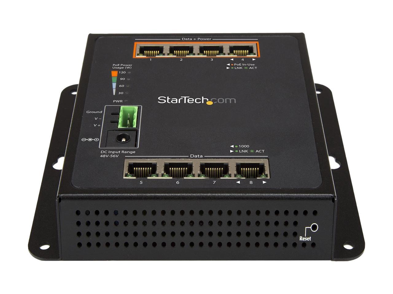 StarTech IES81GPOEW StarTech.com 8 port POE Managed Ethernet Switch - 30W per PoE+ port  - Industrial - Wall Mount - Managed Network Switch 2