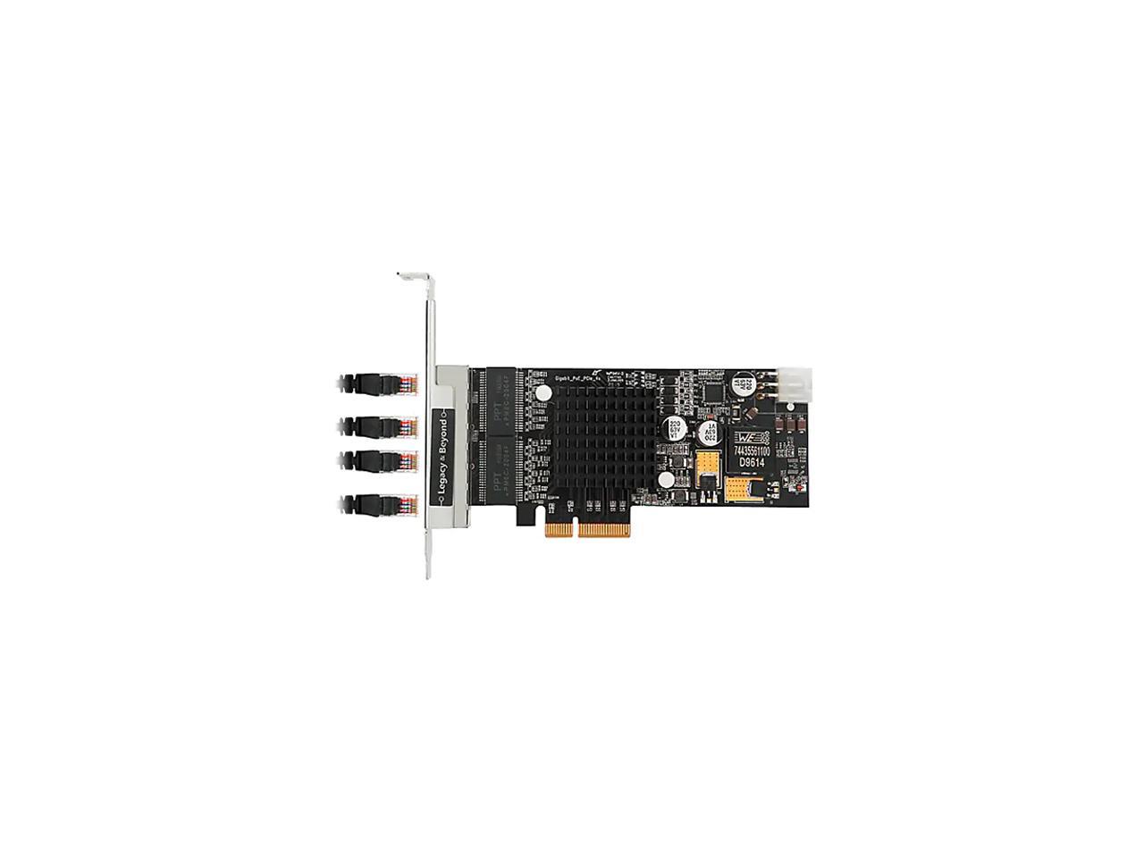 SIIG LB-GE0811-S1 4-Port Gigabit Ethernet with PoE PCIe Card - Intel 350 1 Gbps PCI Express 2.1 (5.0 GT/s) 4 x RJ45 2