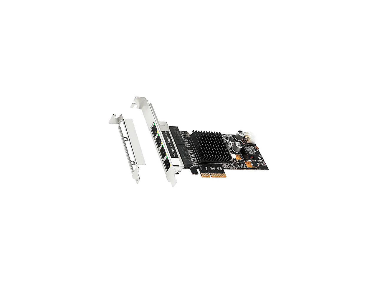 SIIG LB-GE0811-S1 4-Port Gigabit Ethernet with PoE PCIe Card - Intel 350 1 Gbps PCI Express 2.1 (5.0 GT/s) 4 x RJ45 3