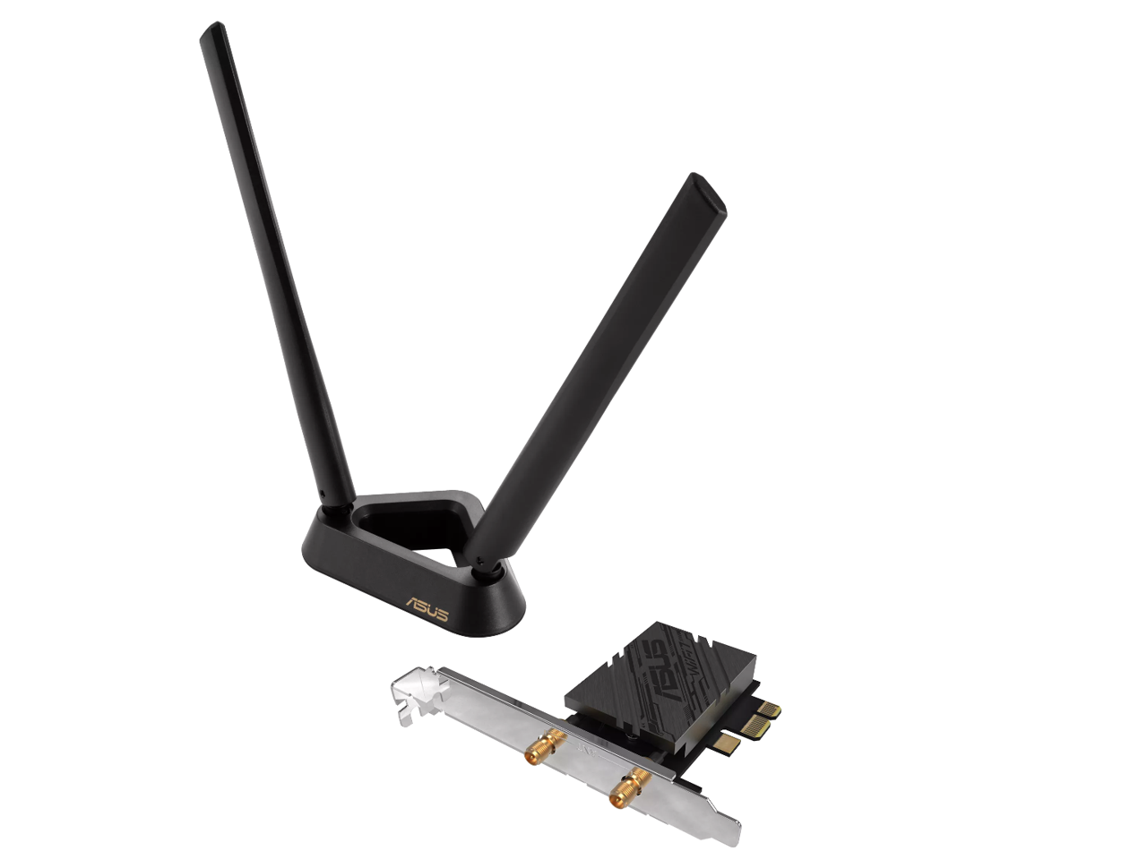 ASUS PCE-BE92BT WiFi 7 PCI-E Adapter with 2 external antennas. Supporting 6GHz band, 320MHz, Bluetooth 5.4, WPA3 network security, OFDMA and MU-MIMO, only compatible with Intel motherboards 1