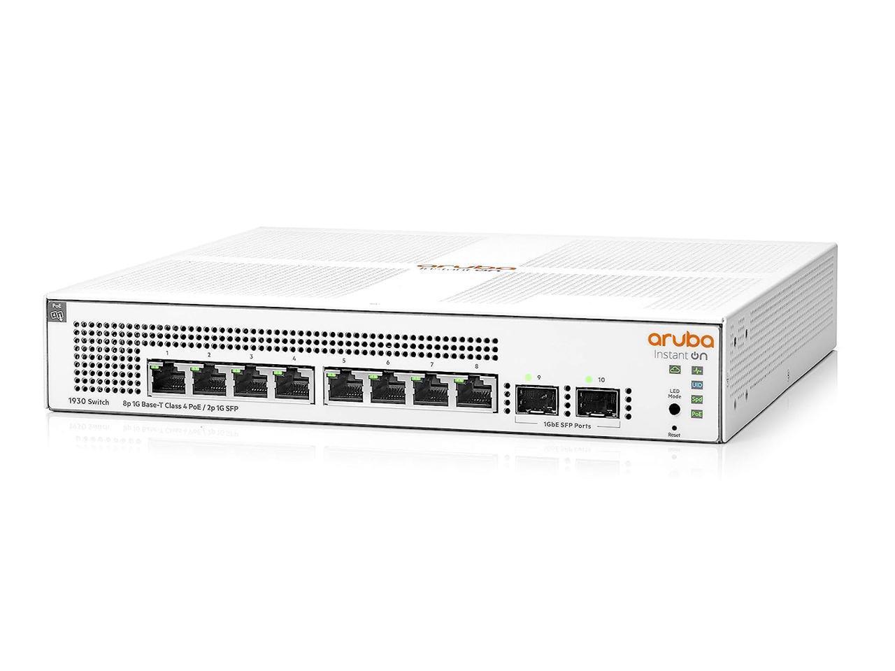 Aruba Instant On 1930 8-Port PoE Gb Ethernet 8xGE PoE (124W), 2X 1G SFP, L2+ Smart Switch US Cord (JL681A#ABA) 2