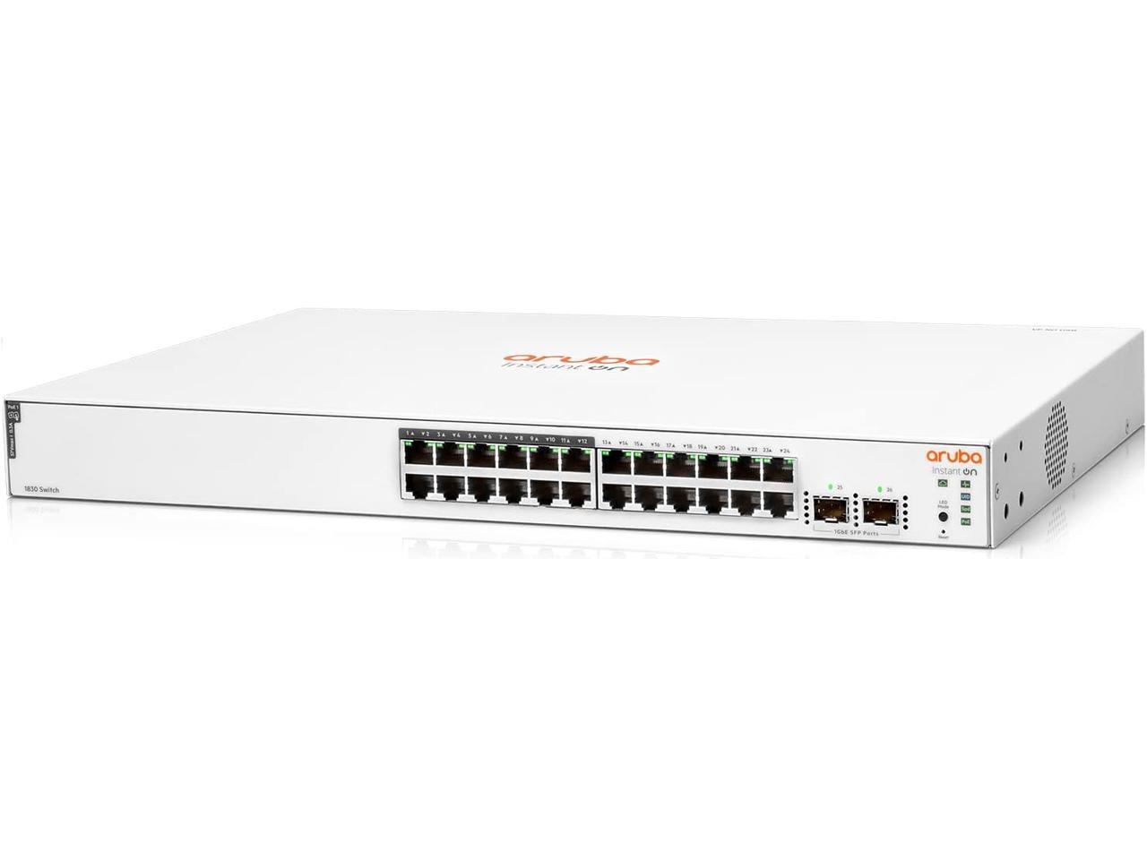 Aruba Instant On 1830 24-Port Gb | 12-Port Class 4 PoE Smart Switch (195W) - 24x 1G | 2X SFP | US Cord (JL813A#ABA) 2