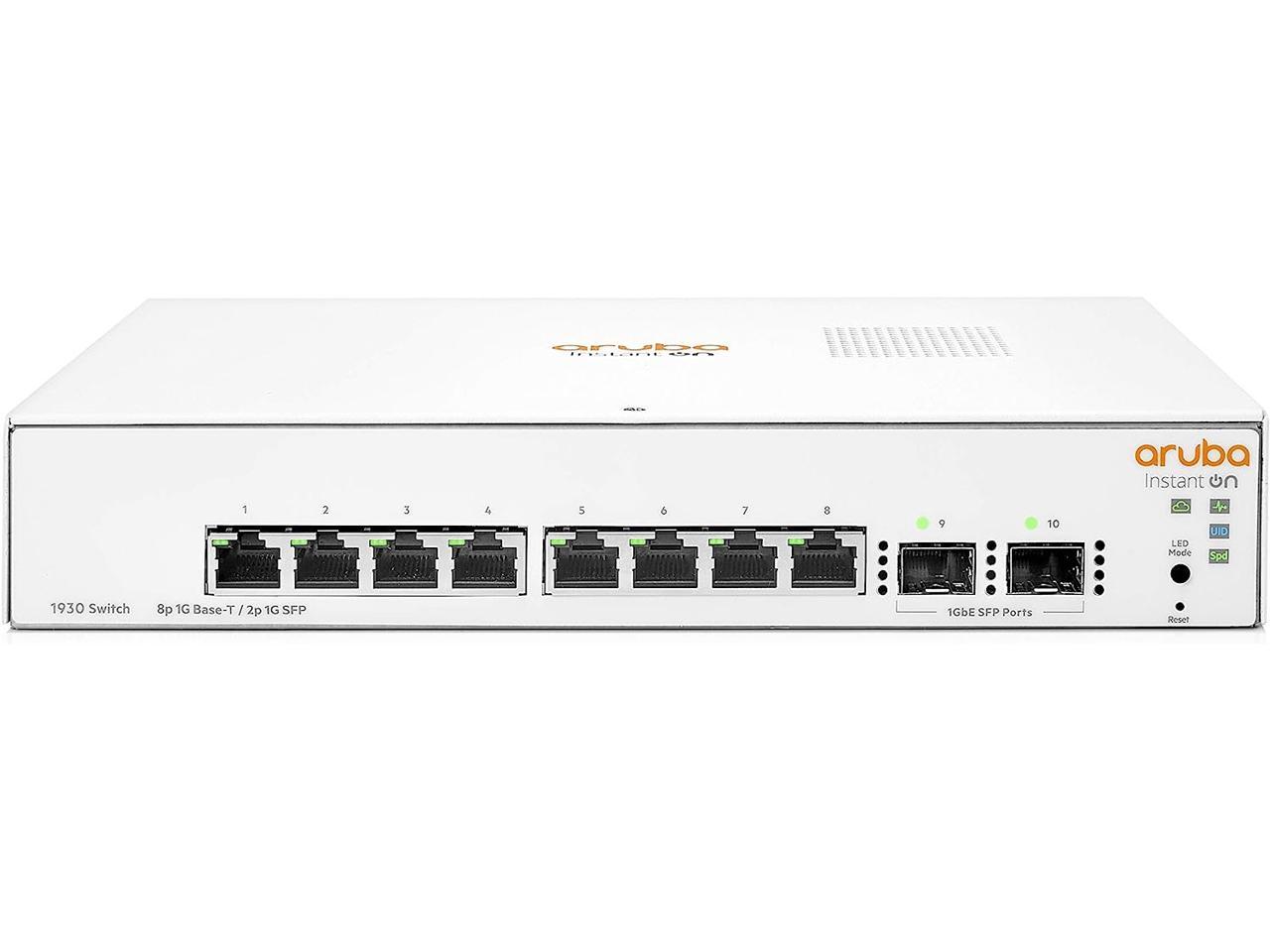 Aruba Instant On 1930 8-Port Gb Ethernet 8 x GE, 2X 1G SFP, L2+ Smart Switch US Cord (JL680A#ABA) 1