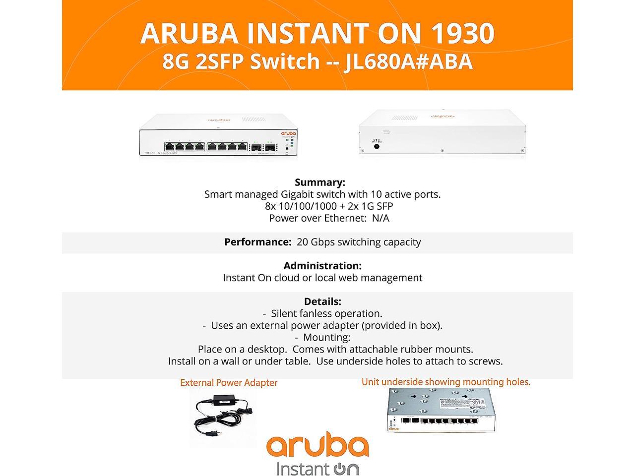 Aruba Instant On 1930 8-Port Gb Ethernet 8 x GE, 2X 1G SFP, L2+ Smart Switch US Cord (JL680A#ABA) 4