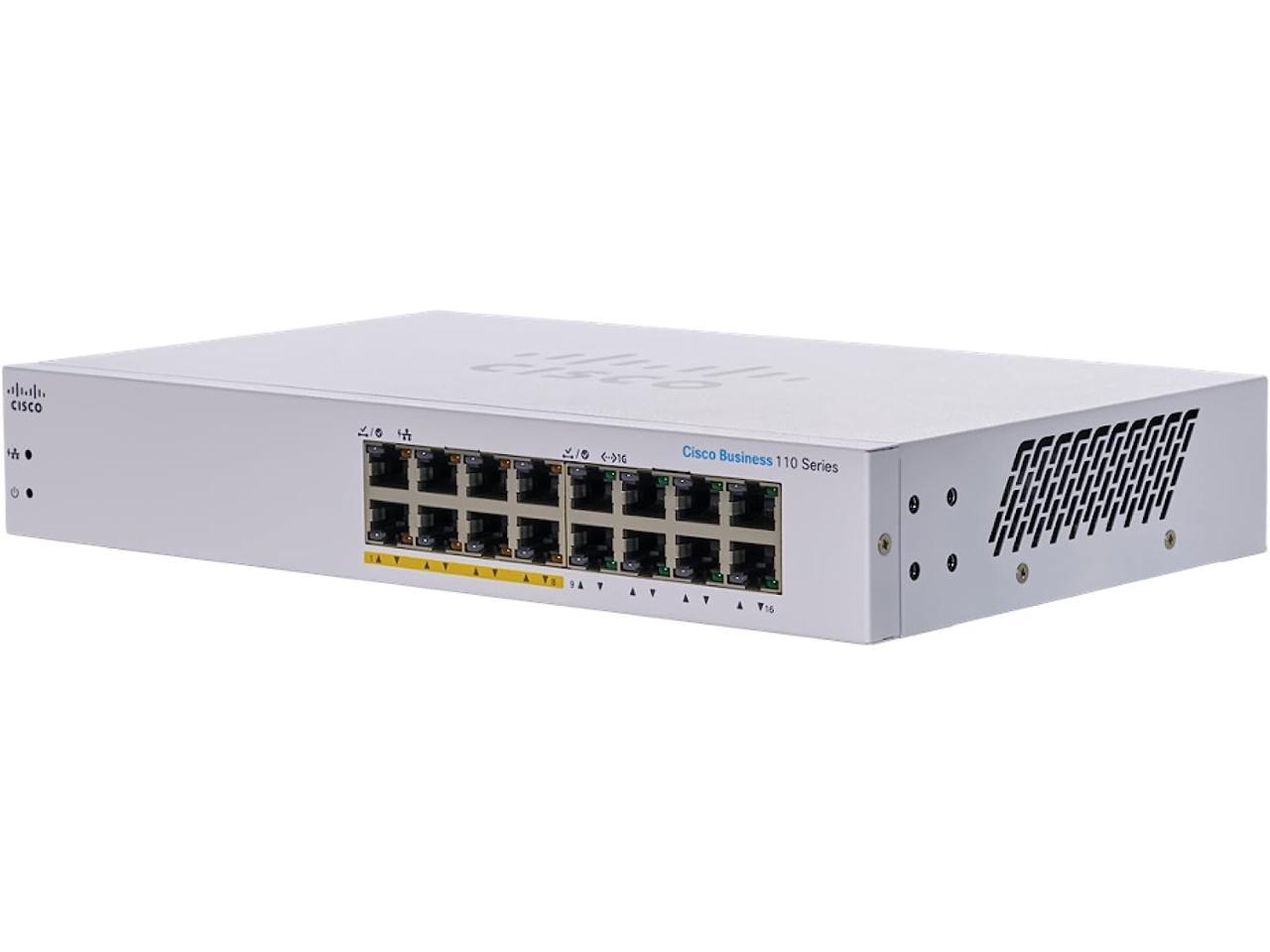 Cisco Business CBS110-16PP-D Unmanaged Switch | 16 Port GE | Partial PoE | Limited Lifetime Protection (CBS110-16PP-D) 1