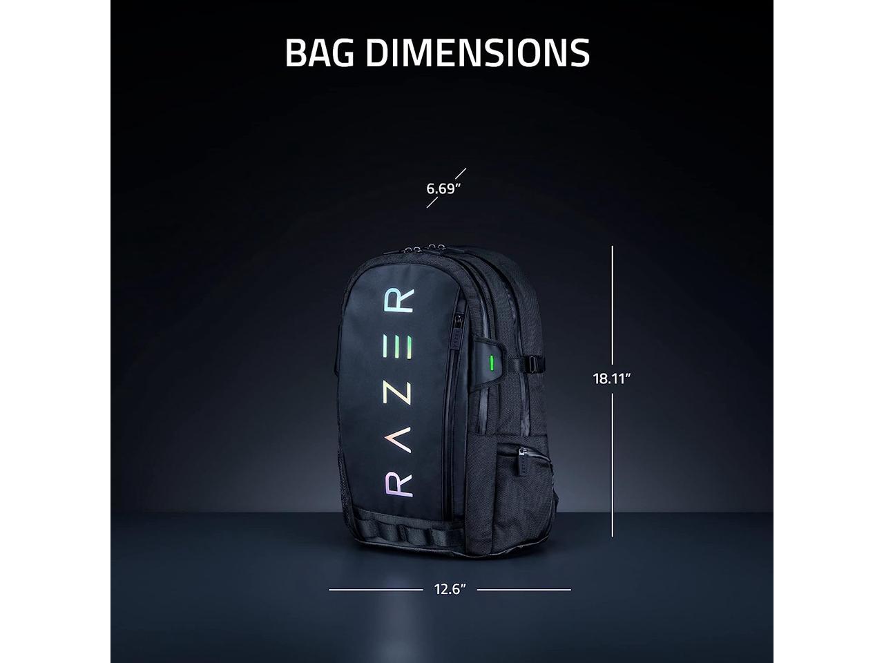 Razer Rogue v3 16" Gaming Laptop Backpack: Travel Carry On Computer Bag - Tear and Water Resistant - Mesh Side Pocket - Fits 16 inch Notebook - Chromatic 2