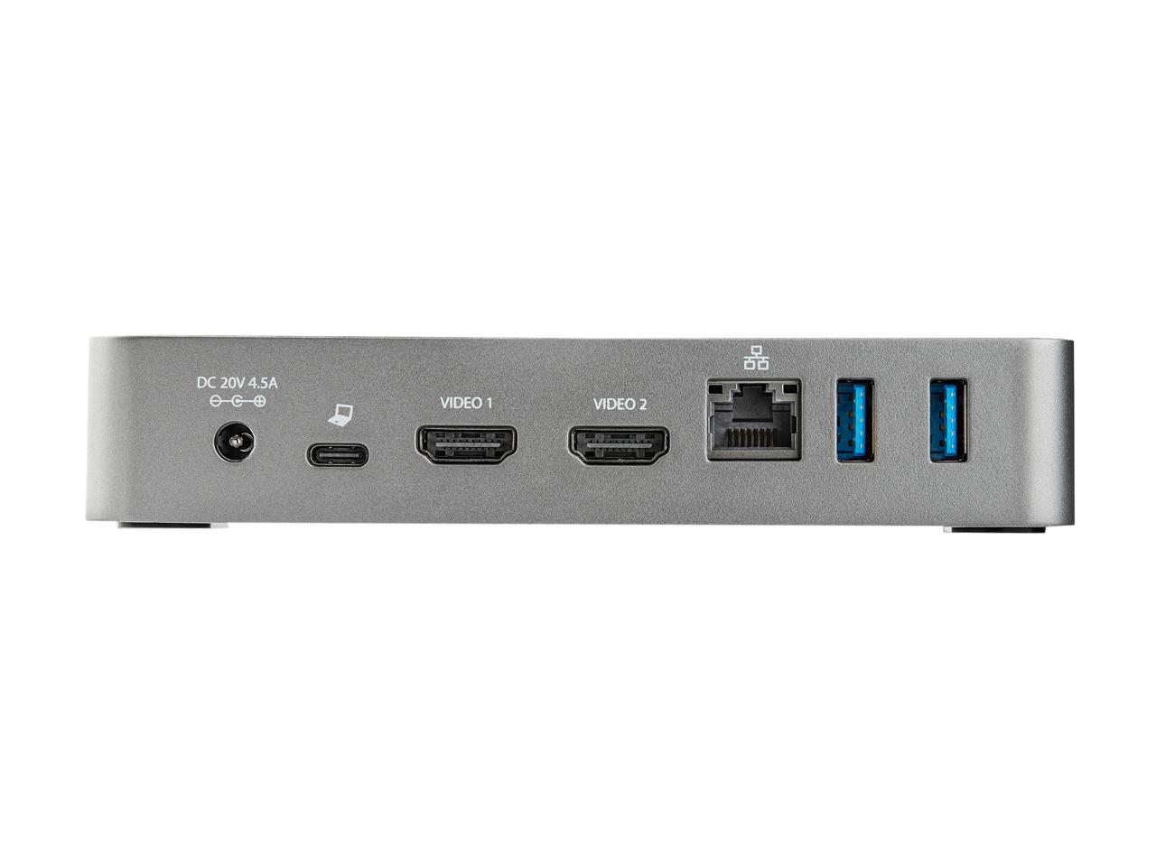 StarTech.com DK30CHHPD Dual HDMI Monitor USB-C Docking Station w/ 60W Power Delivery - Mac & Windows - 1x USB-C & 3x USB-A - GbE - 1080p (DK30CHHPD) 3