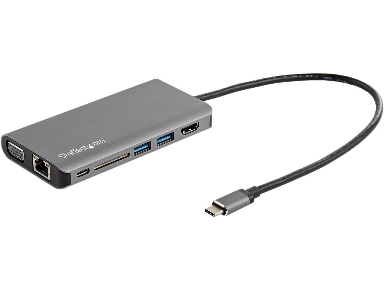 StarTech.com DKT30CHVAUSP USB-C Multiport Adapter - HDMI or VGA - 100W PD - Attached 30 cm Host Cable - SD Card Reader - USB-C Mini Dock (DKT30CHVAUSP) 1