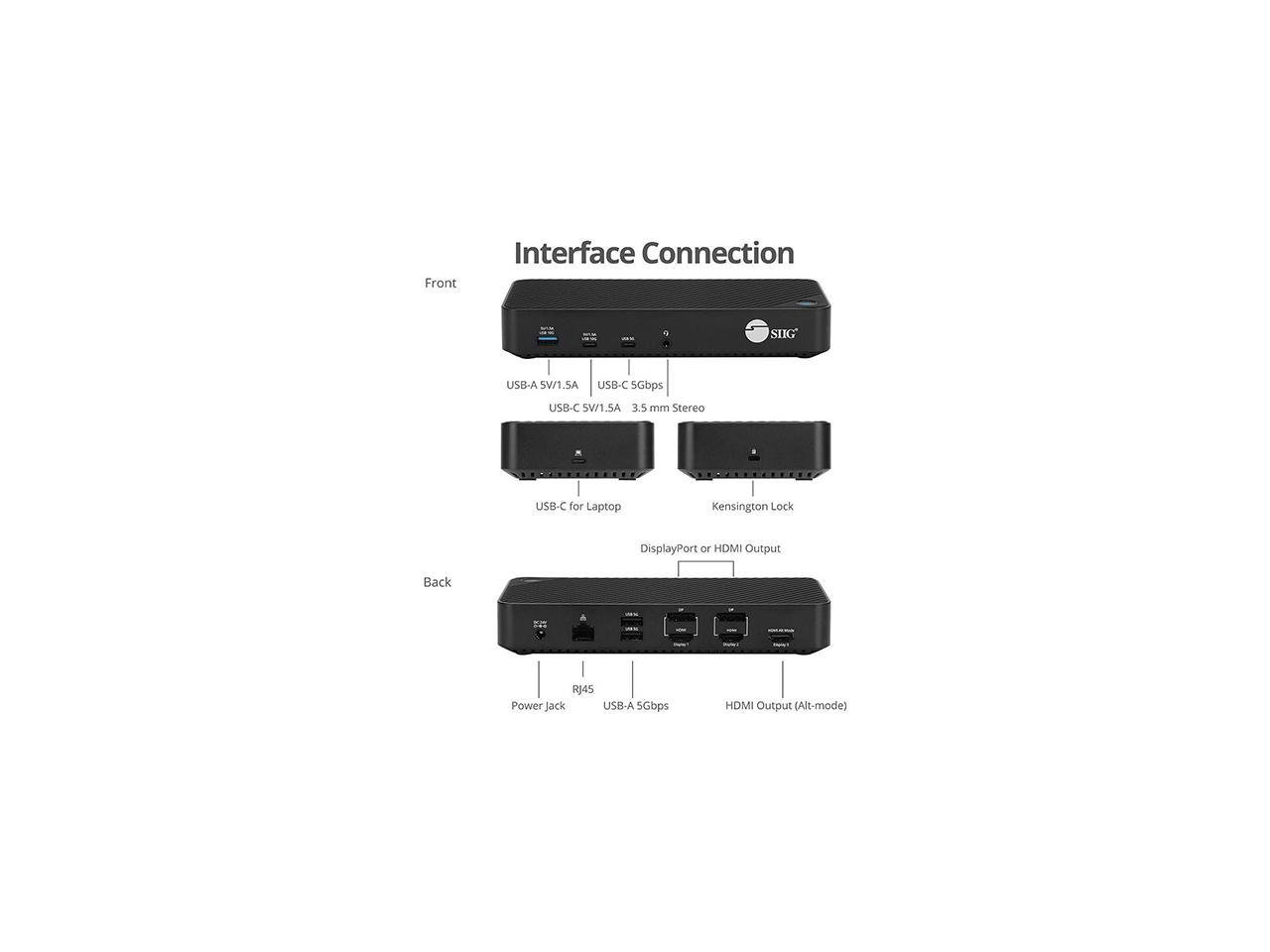 SIIG Black JU-DK0P11-S1 Notebook Docking Station 3