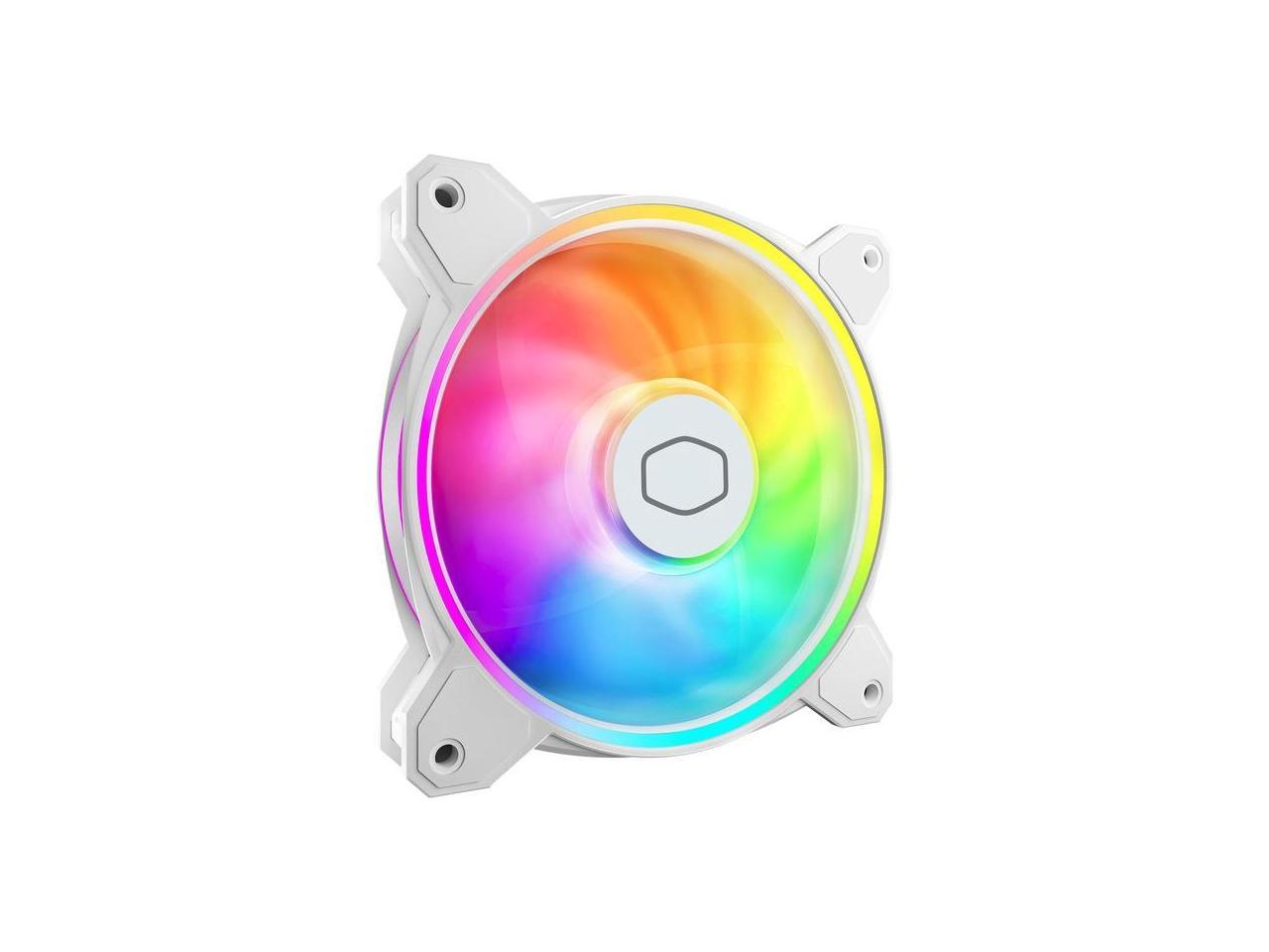 Cooler Master MasterFan MF120 Halo² White PC Case|Liquid Cooler|Air Cooler Fan, Dual Loop Gen 2 ARGB LEDs Rings, Dynamic PWM 120mm 2,050 RPM, Air Balance Blades, Hybrid Frame (MFL-B2DW-21NP2-R2) 1