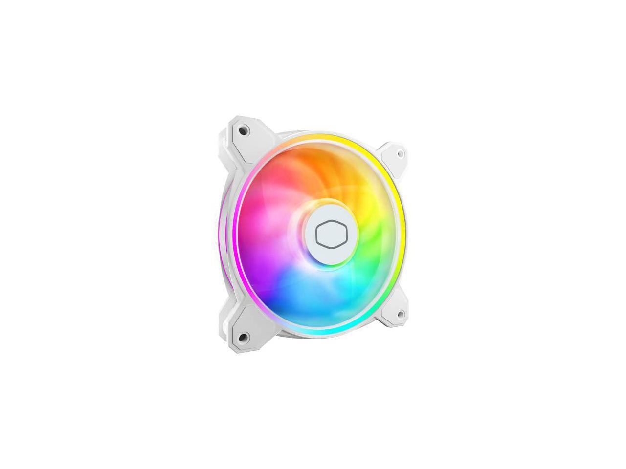 Cooler Master MasterFan MF140 Halo² White PC Case|Liquid Cooler|Air Cooler Fan, Dual Loop Gen 2 ARGB LEDs Rings, Dynamic PWM 140mm 1,600 RPM,Air Balance Blades, Hybrid Frame (MFL-B4DW-16NP2-R2) 2