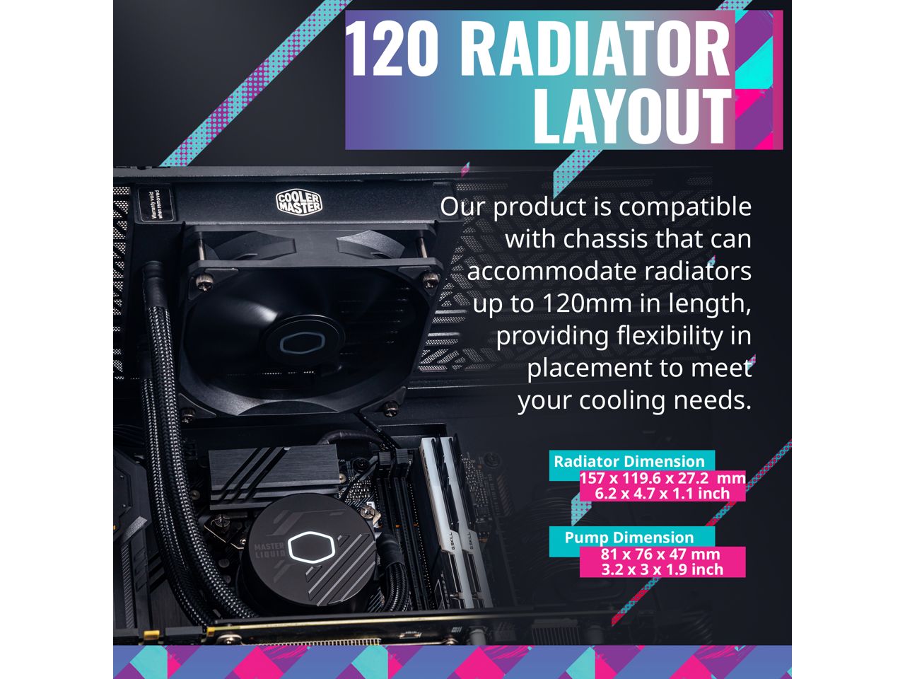 Cooler Master MasterLiquid 120L Core 120mm Close-Loop AIO Liquid Cooler, White LED Pump, Gen S Coldplate Pump, 120mm PWM, CryoFuze 14W/mK, AMD Ryzen AM5/AM4, Intel LGA1700/1200 (MLW-D12M-A17PK-R1) 5