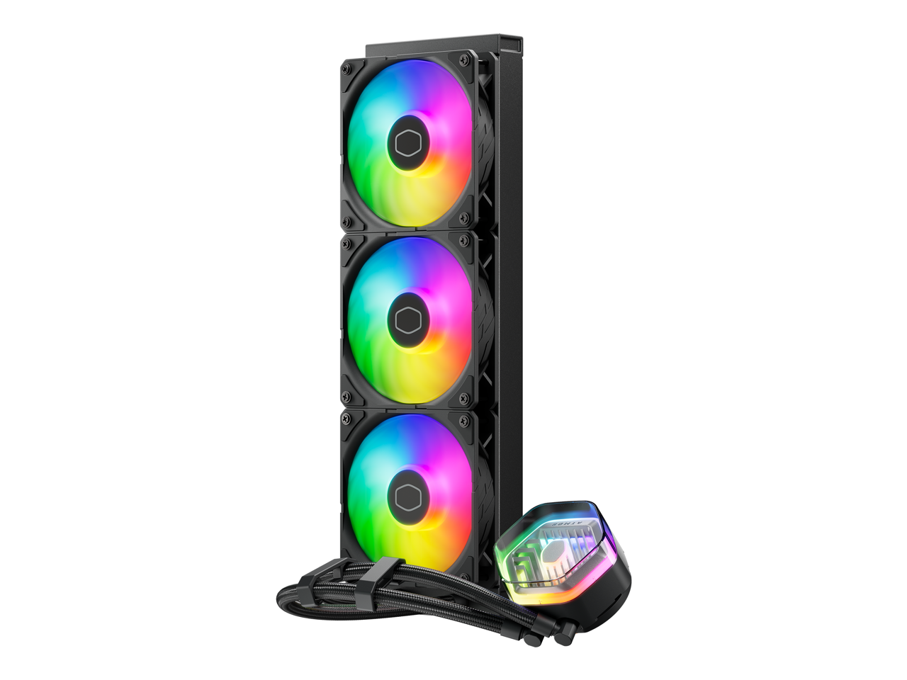 Cooler Master MasterLiquid 360 Atmos ARGB Close-Loop AIO Liquid Cooler, Customize Pump, Sickleflow Edge PWM Fans, 360mm Radiator, CryoFuze, AMD Ryzen AM5/AM4, Intel LGA1700/1200 (MLX-D36M-A25PZ-R1) 2