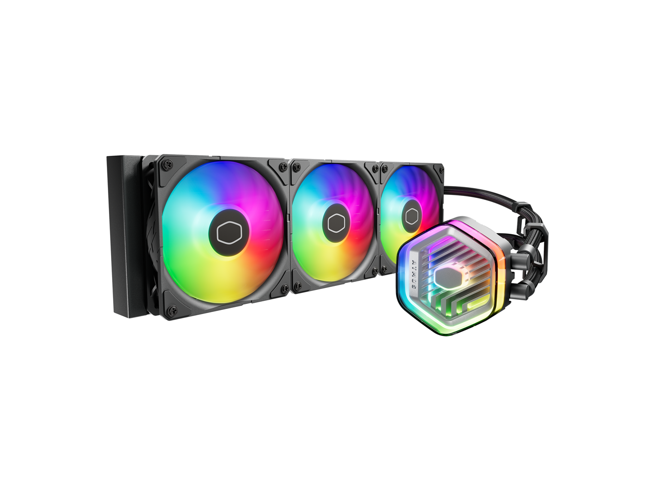 Cooler Master MasterLiquid 360 Atmos ARGB Close-Loop AIO Liquid Cooler, Customize Pump, Sickleflow Edge PWM Fans, 360mm Radiator, CryoFuze, AMD Ryzen AM5/AM4, Intel LGA1700/1200 (MLX-D36M-A25PZ-R1) 1