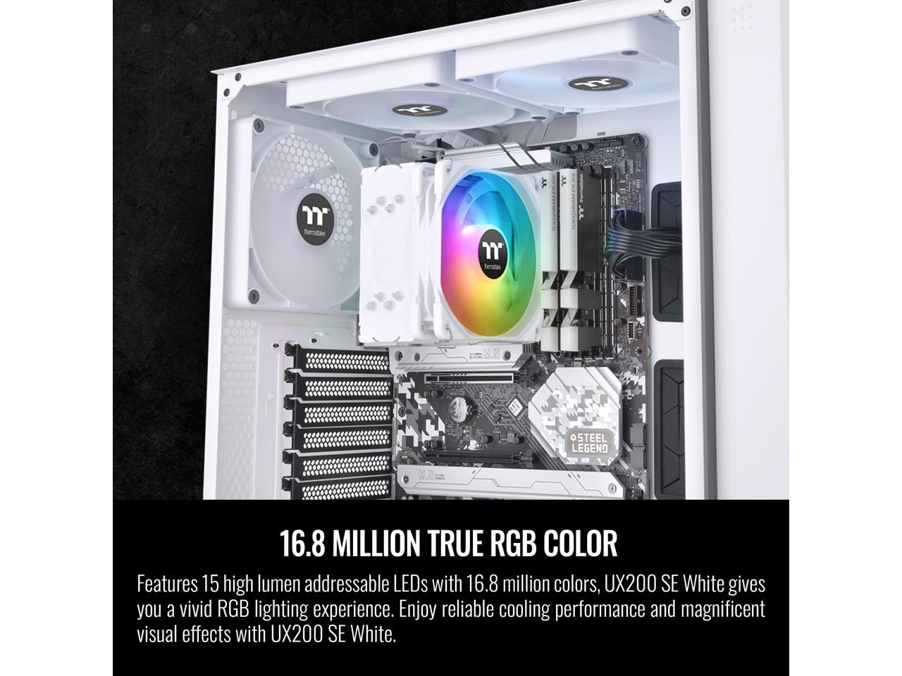 Thermaltake UX200 SE White 5V Motherboard ARGB Sync 16.8 Million Colors 15 Addressable LED Intel/AM5/AMD (LGA 1700) Universal Socket Hydraulic Bearing 170W CPU Cooler CL-P116-AL12SW-A 3