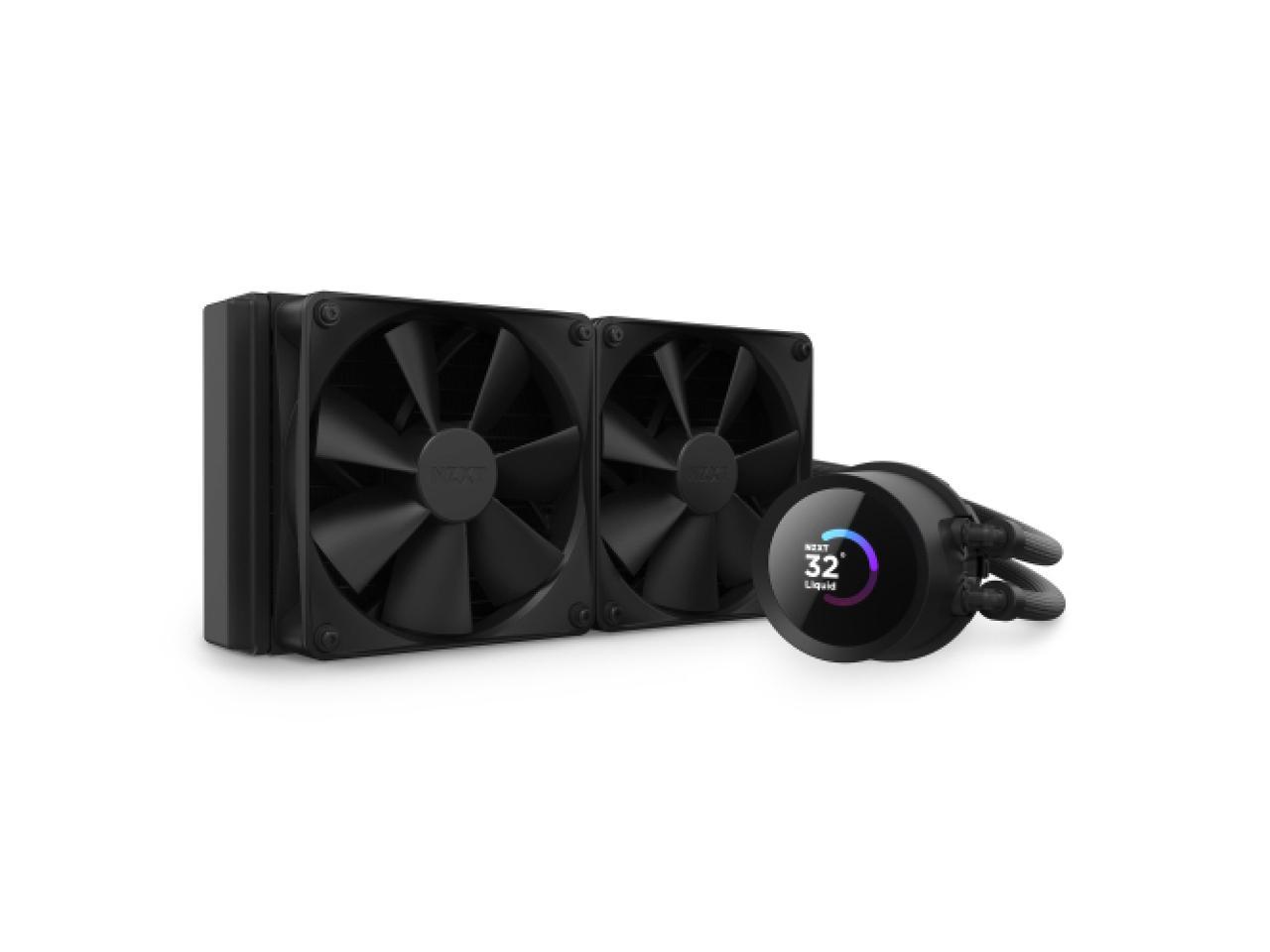 NZXT Kraken 240mm - RL-KN240-B1 – AIO CPU Liquid Cooler - LCD Display - 2 x F120P Static Pressure Fan Radiator Fans LGA 1700 / AM5 Compatible 1