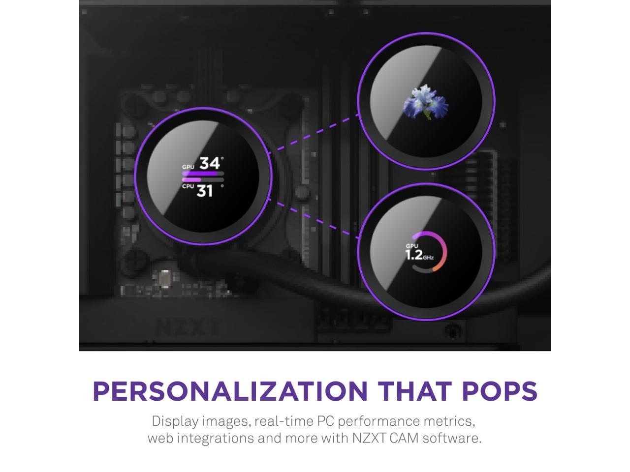 NZXT Kraken 240mm - RL-KN240-B1 – AIO CPU Liquid Cooler - LCD Display - 2 x F120P Static Pressure Fan Radiator Fans LGA 1700 / AM5 Compatible 2