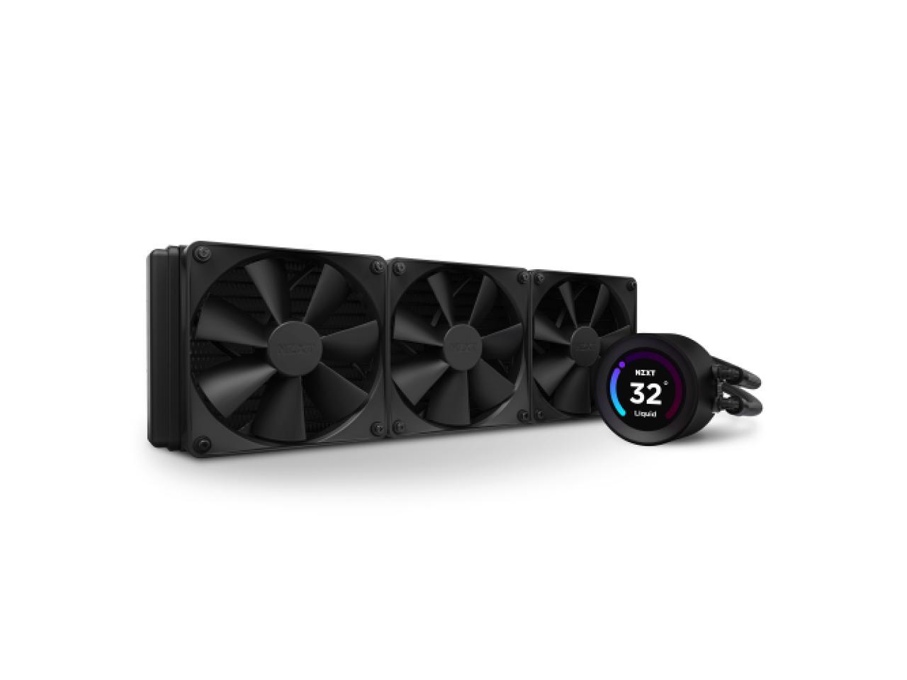 NZXT Kraken Elite 360mm - RL-KN36E-B1 – AIO CPU Liquid Cooler - Customizable LCD Display - 3 x F120P Static Pressure Fan Radiator Fans LGA 1700 / AM5 Compatible 1