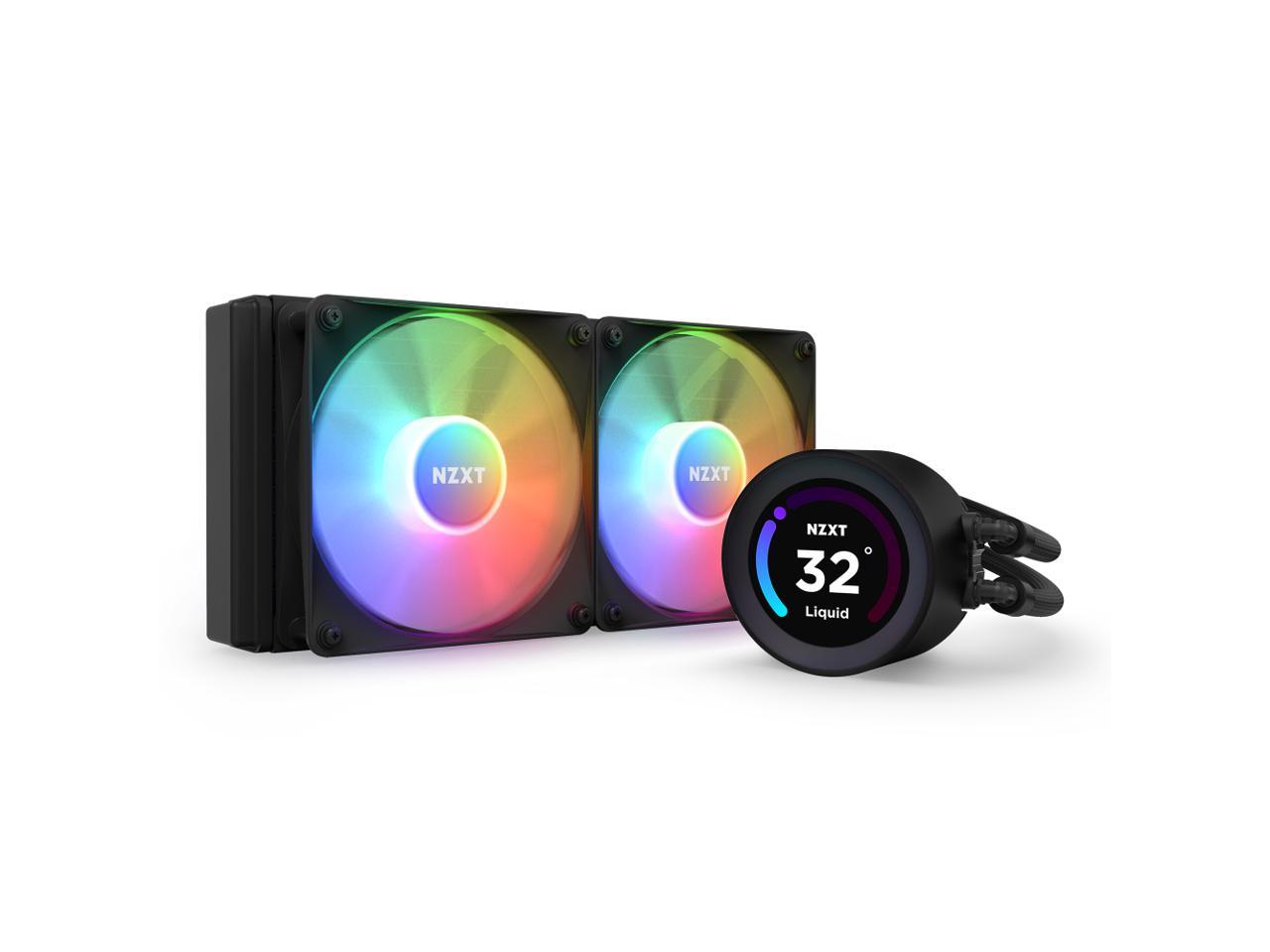 NZXT Kraken Elite RGB 240mm - RL-KR24E-B1 – RGB AIO CPU Liquid Cooler – Customizable LCD Display - 2 x F120RGB Core Fans Radiator Fans Black LGA 1700 / AM5 Compatible 1