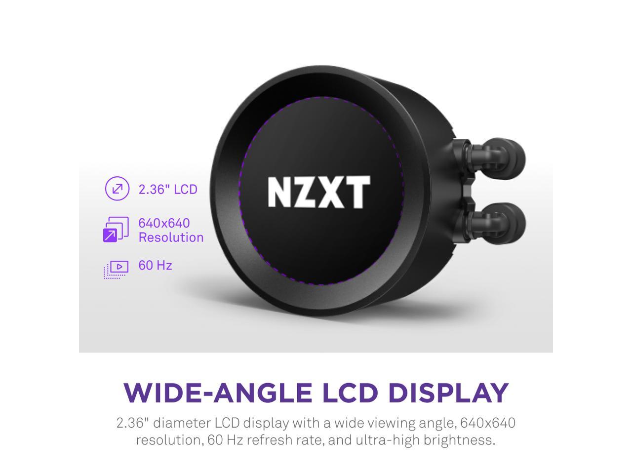 NZXT Kraken Elite RGB 240mm - RL-KR24E-B1 – RGB AIO CPU Liquid Cooler – Customizable LCD Display - 2 x F120RGB Core Fans Radiator Fans Black LGA 1700 / AM5 Compatible 3