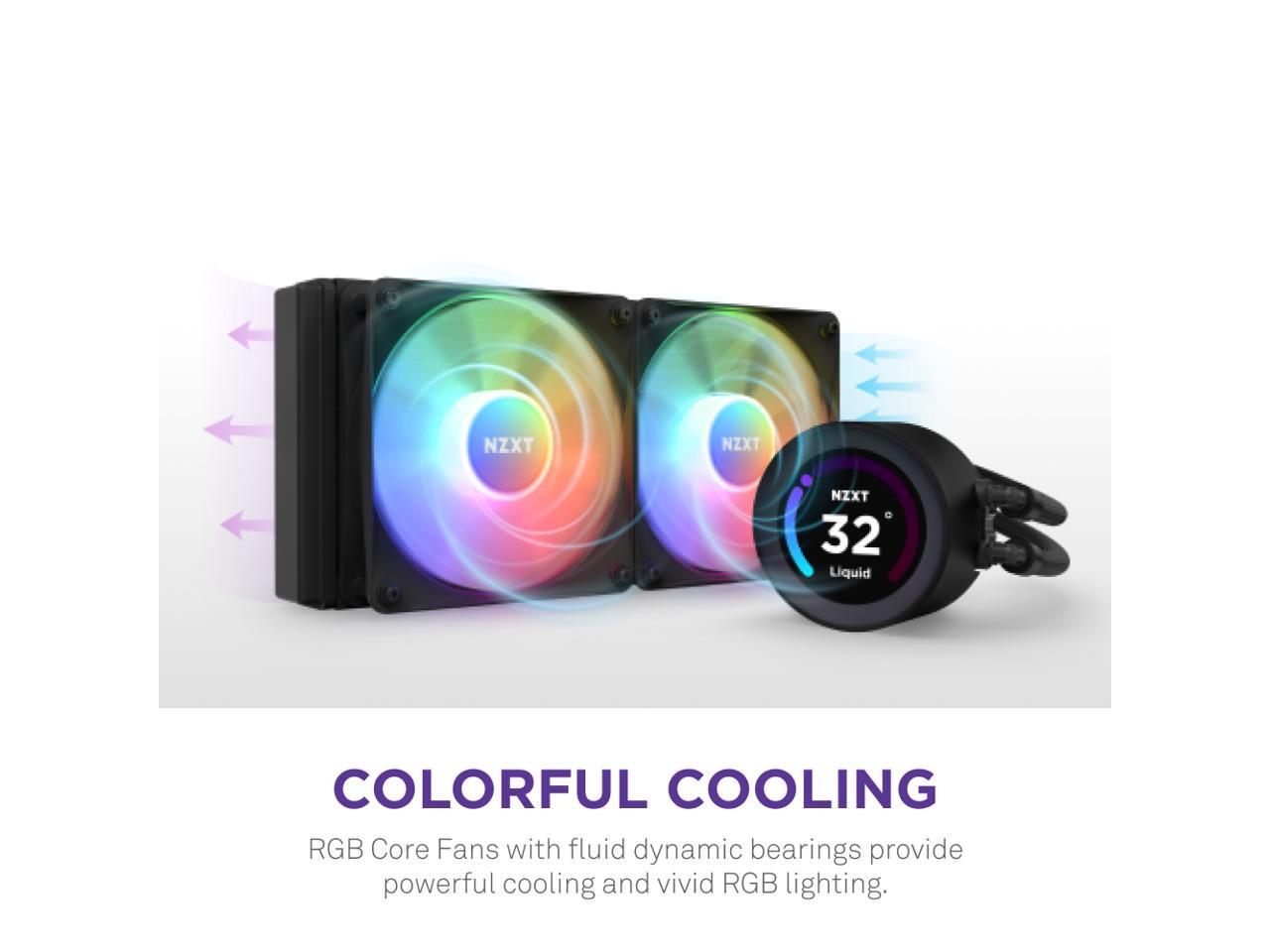 NZXT Kraken Elite RGB 360mm - RL-KR36E-B1 – RGB AIO CPU Liquid Cooler – Customizable LCD Display - 3 x F120RGB Core Fans Radiator Fans Black LGA 1700 / AM5 Compatible 5