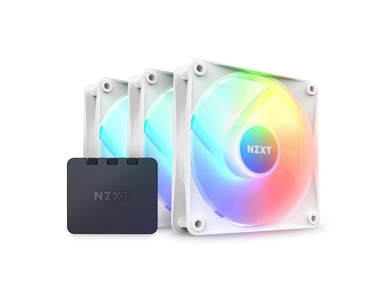 NZXT F120 RGB Core Fan - RF-C12TF-W1 - 120mm Hub-Mounted RGB Fan - Sublime RGB Lighting - PWM Control - Triple, 120mm Case Fan - White 1