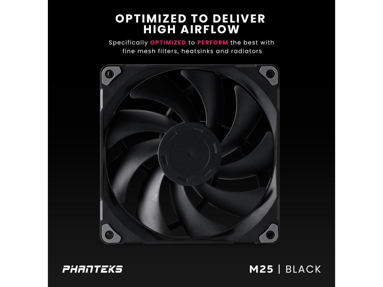 Phanteks M25-140 fan, High-Airflow radiator performance, PWM control up to 1800RPM, Daisy-Chain cable, Black ,3 Pack 2