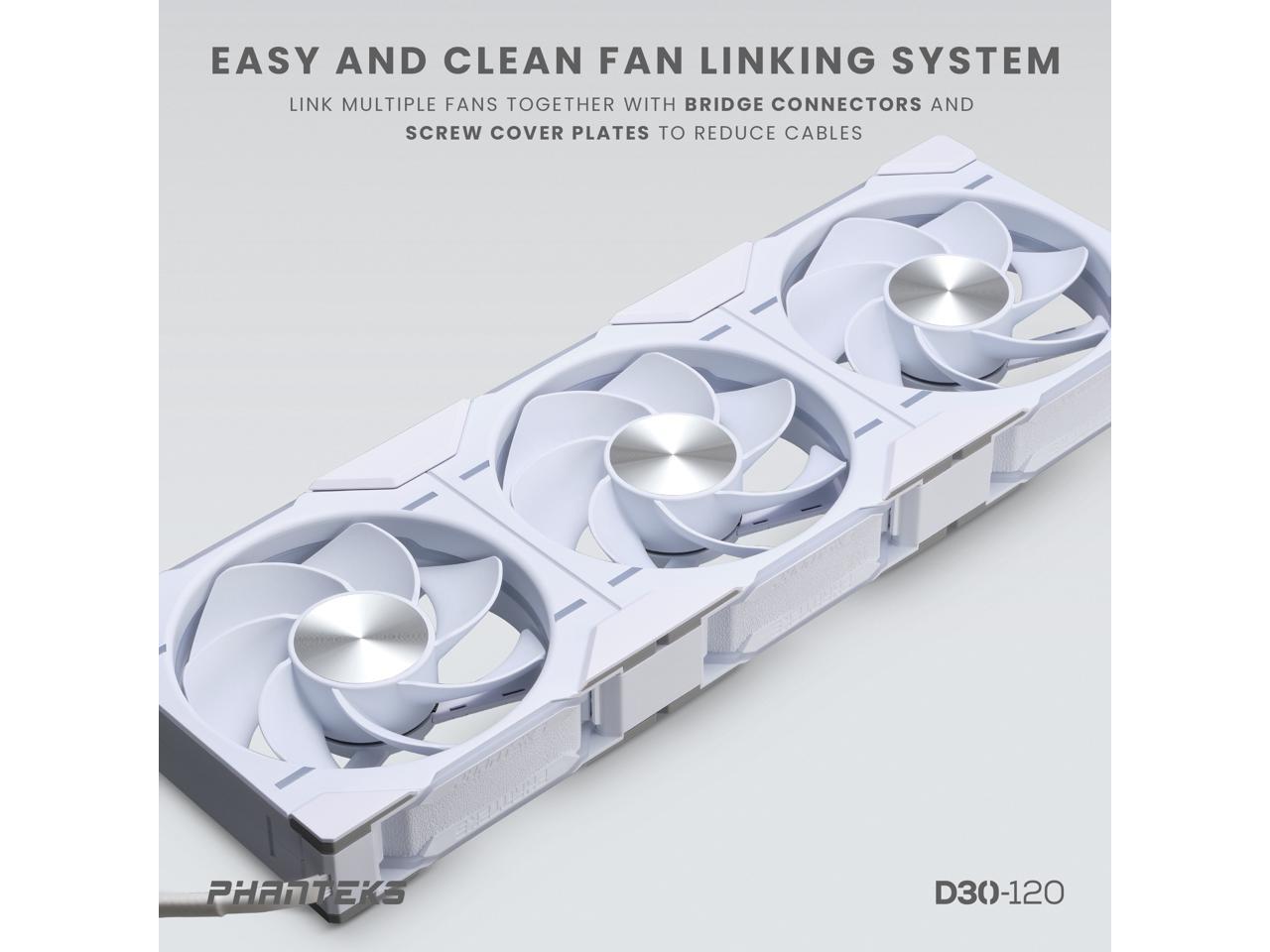 Phanteks D30-120 DRGB PWM FAN, Reverse Airflow Model, Premium D-RGB Performance Fan, ARGB/DRGB lighting, Daisy-chain Fan Linking system, White 5