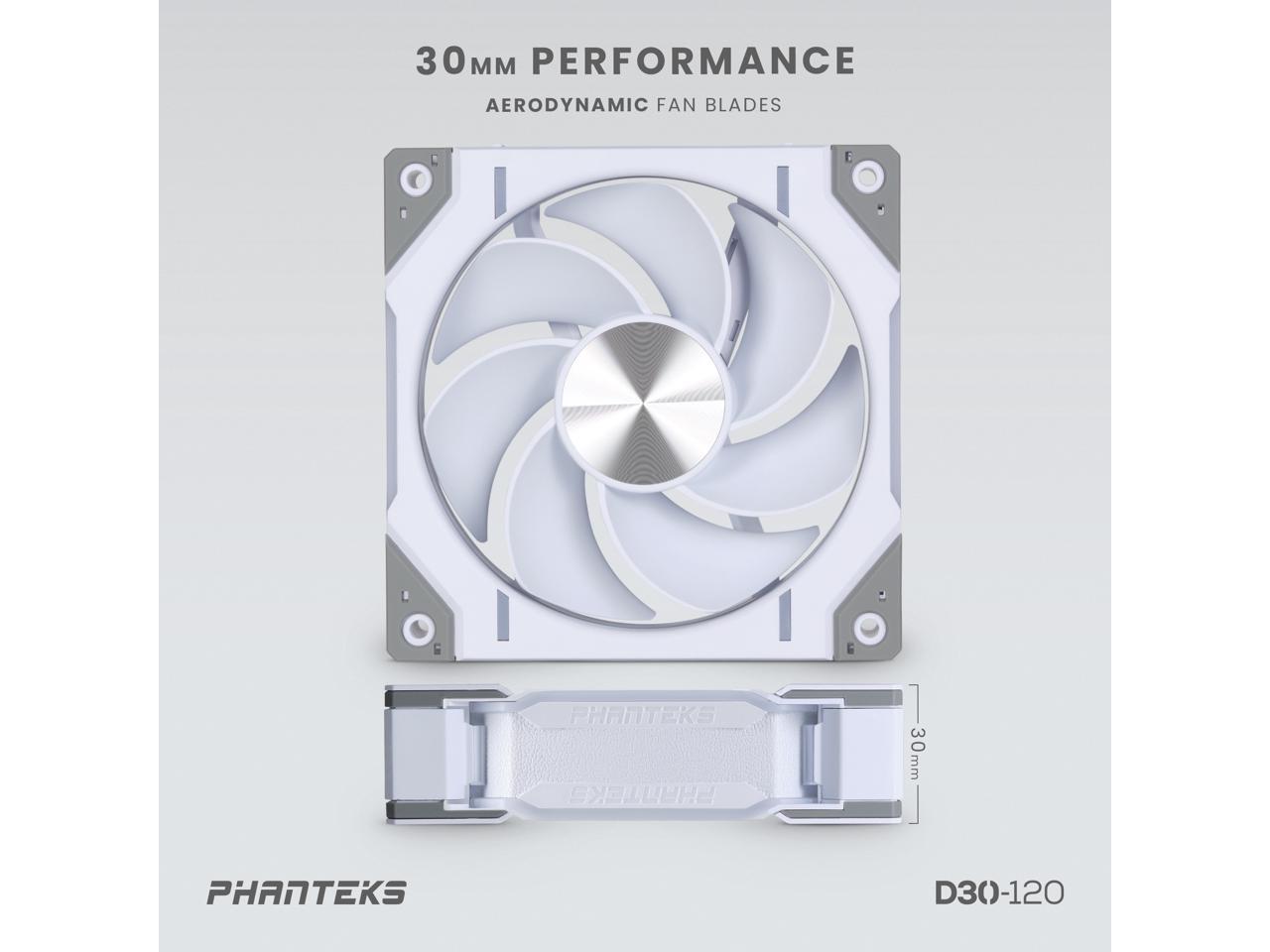 Phanteks D30-120 DRGB PWM FAN, Reverse Airflow Model, Premium D-RGB Performance Fan, ARGB/DRGB lighting, Daisy-chain Fan Linking system, White 4