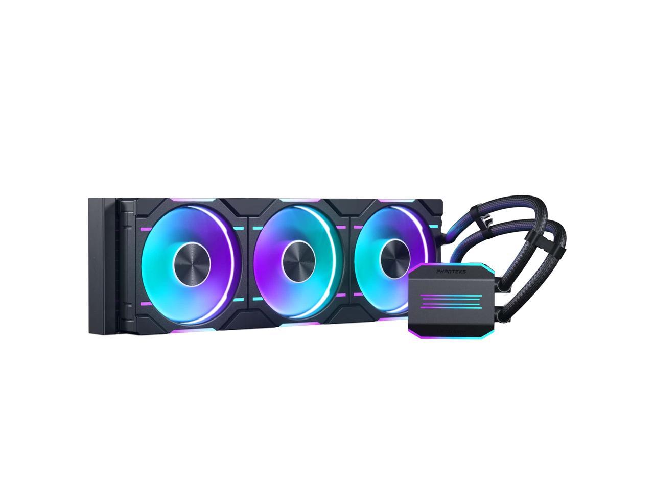 Phanteks Glacier One 360D30 Premium D-RGB AIO Liquid CPU Cooler, DRGB Pump Cap Design, 3x D30 120mm PWM D-RGB Fans, Black 1