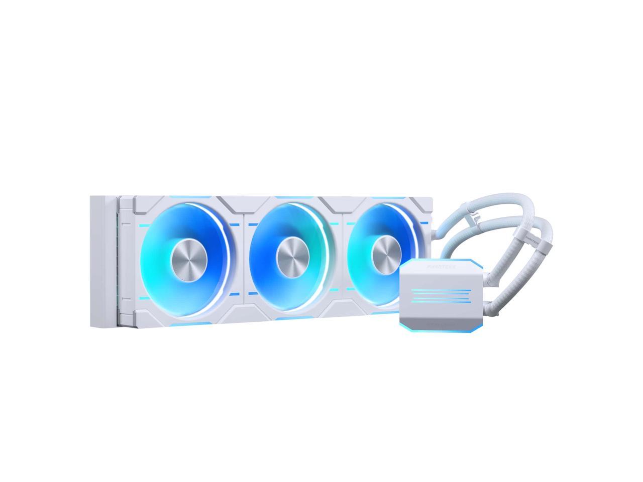 Phanteks Glacier One 360D30 Premium D-RGB AIO Liquid CPU Cooler, DRGB Pump Cap Design, 3x D30 120mm PWM D-RGB Fans, White 1