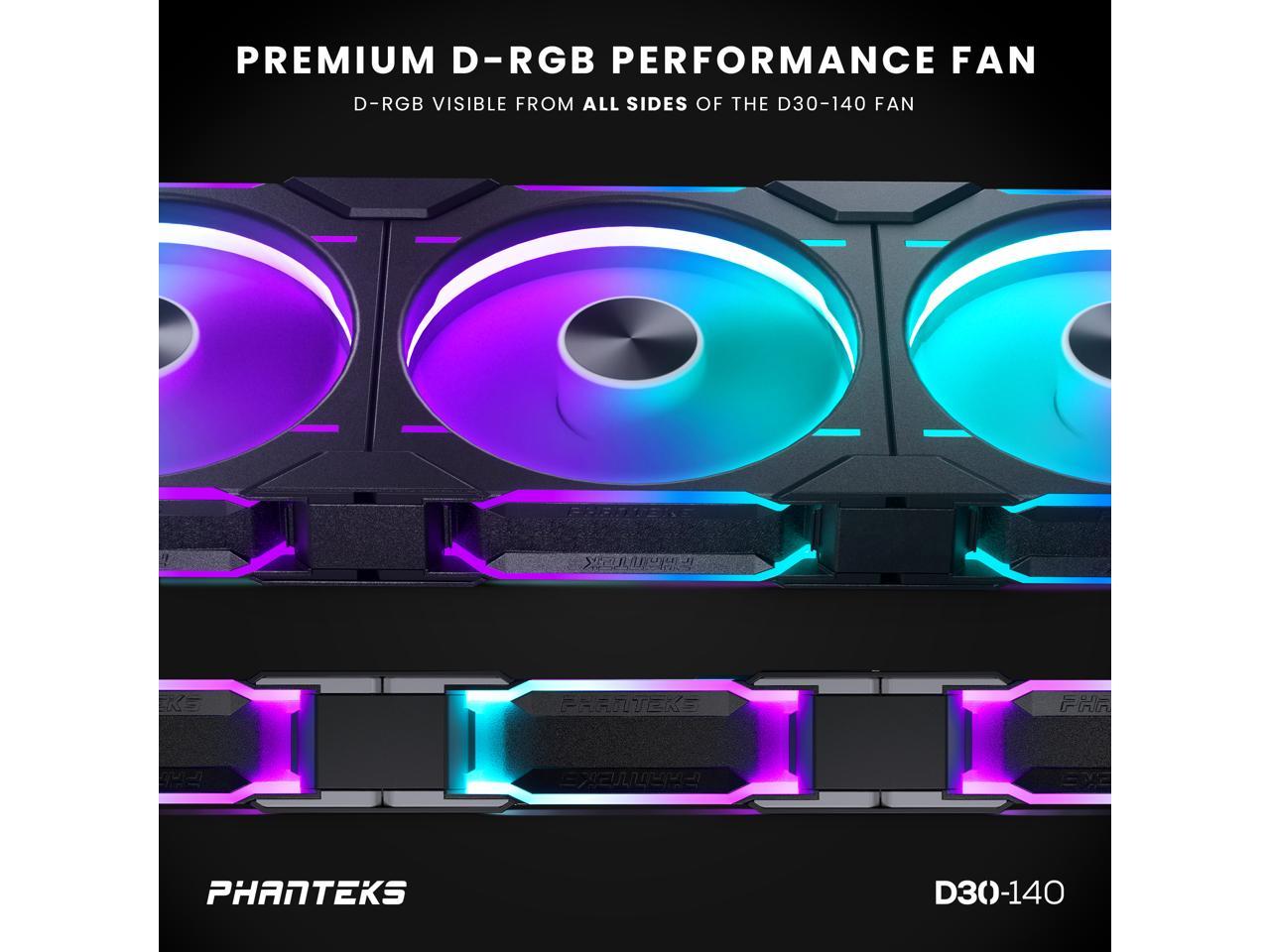 Phanteks D30-140 DRGB PWM Fan, Reverse Airflow Model, Premium D-RGB Performance Fan, ARGB/DRGB lighting, Daisy-chain Fan Linking system, Black 4