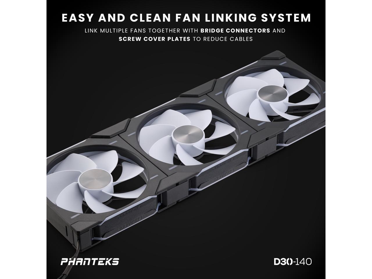 Phanteks D30-140 DRGB PWM Fan, Reverse Airflow Model, Premium D-RGB Performance Fan, ARGB/DRGB lighting, Daisy-chain Fan Linking system, Black 5