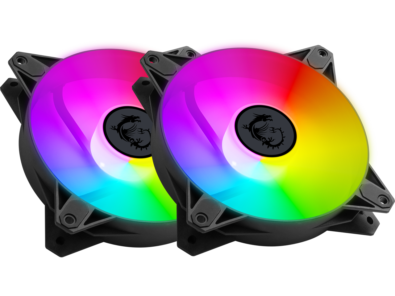 MSI MPG F120 ARGB-2B 120mm PWM Addressable RGB LED Case Fan Black - Anti-Vibration Fan Gasket - Hydraulic Bearing - 600 ~ 1200 RPM - 2 Packs 1